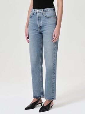 Agolde 90s Pinch Waist High-Rise Straight-Leg Jeans - Light Blue Wash